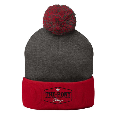 Red and gray Pony Beanie